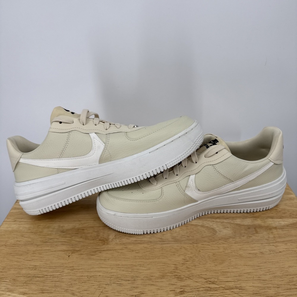 Nike Air Force 1 PLT.AF.ORM Cream Leather Womens 11.5 Gently Used Dunks Swoosh - Picture 2 of 8